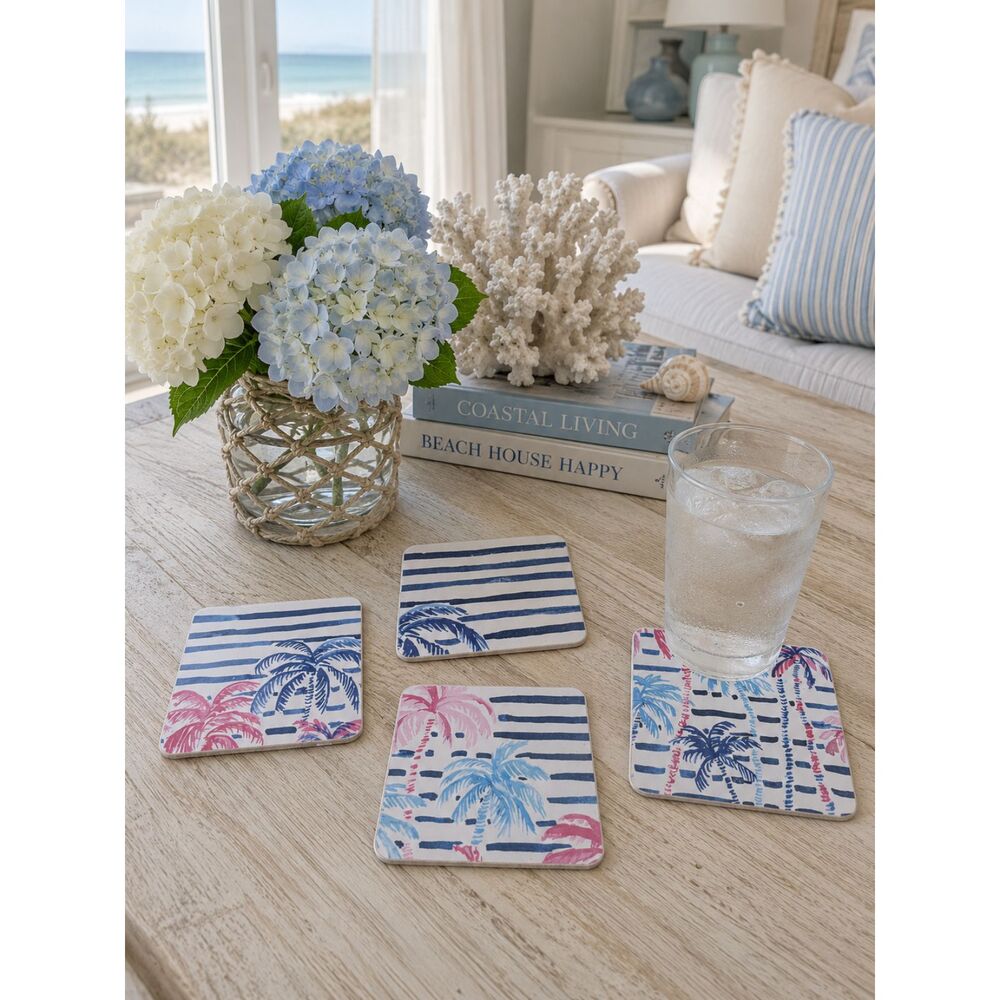 Set Of 4 Handmade Coasters Coastal Cottage Enteratining Hostess Southern
